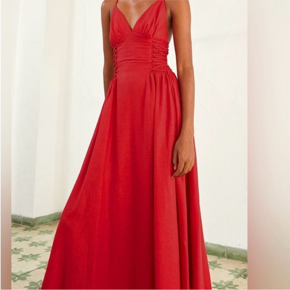 FARM Rio red sleeveless midi dress size small